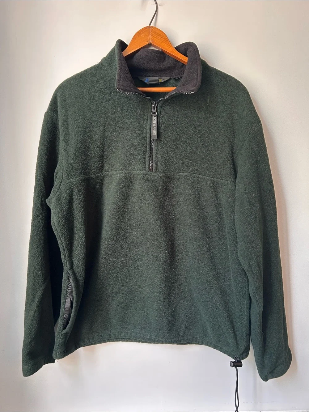 J Crew Sport Fleece Pullover Mens Small Dark Green 1/4 Zip Vintage 90s Outdoor